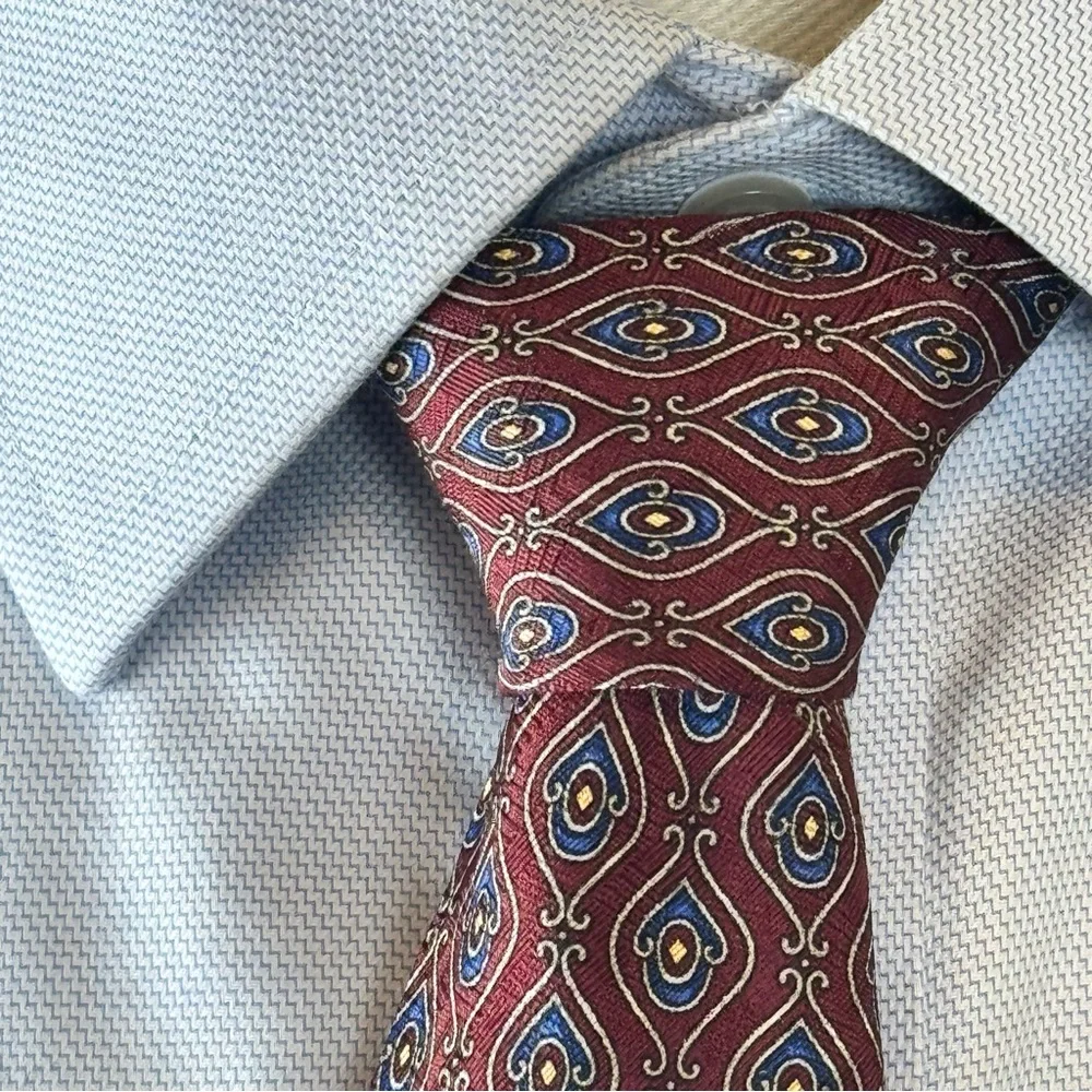 Robert Talbott Studio Men’s Necktie Burgundy & Blue All Silk Tie Handmade in USA